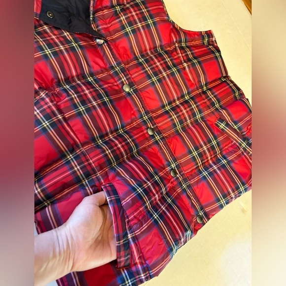 Lands’ End plaid checker red sleeveless down filled puffer vest NWOT Sz-MP.J6 - Picture 8 of 12